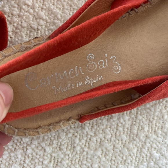 Carmen Saiz orange suede sling back espadrilles euro size 38 us 7.5 - Picture 6 of 11
